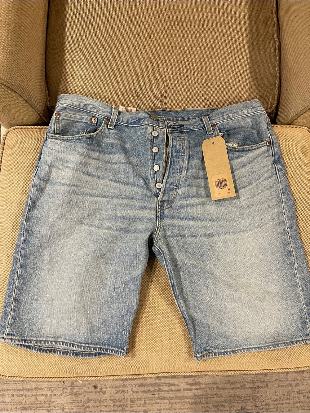 Levi's Light Blue Button-Fly Denim Shorts